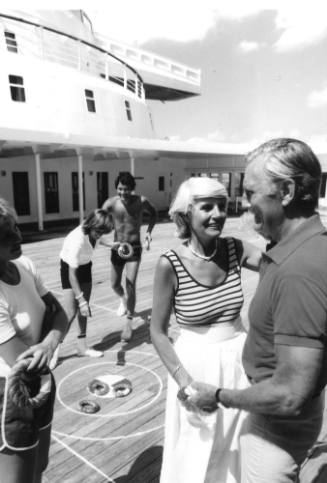 Photograph depicting passengers on ORIANA's sports deck
