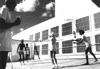 Photograph depicting passengers on ORIANA's sports deck