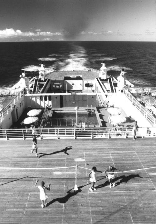 Photograph depicting ORIANA's sports deck and pool