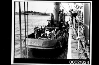 Filming the WWII melodrama 'Always Another Dawn' on board a RAN warship