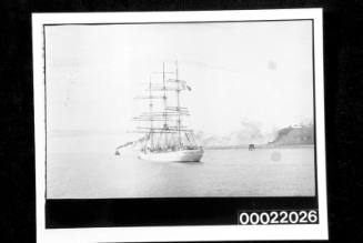 Three-masted full rigged French ship BOSSUET in dock at Newcastle and leaving port
