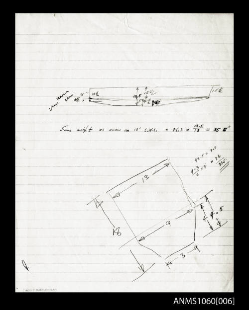 Page containing notes, diagrams and calculations