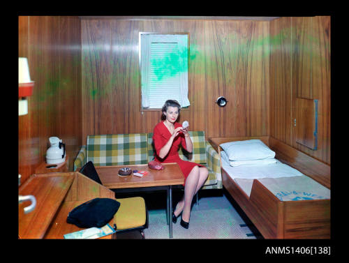 Transparency depicting a cabin on board SS SAMOS