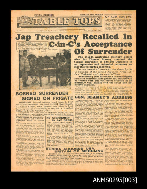 Table Tops, 10 September 1945, final edition No.99