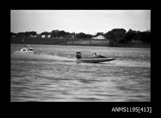 Lake Glenmaggie 1971, unidentified outboard catamaran