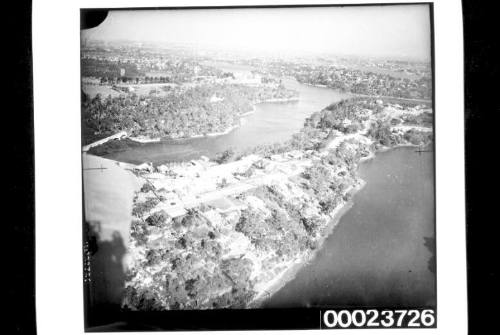 Aerial view of land and water