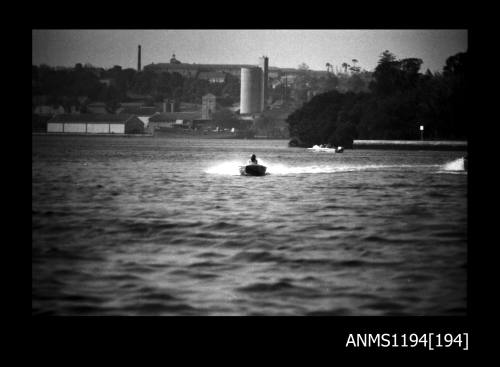 Silverwater S.B.C. Cabarita 1970s, view of bay and an unidentified powerboat