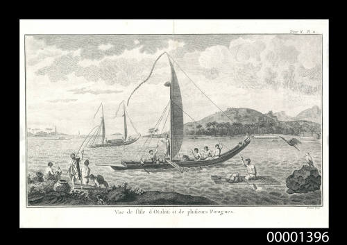 Vue de l'Isle d'Otahiti et de Plusieurs Pirogues