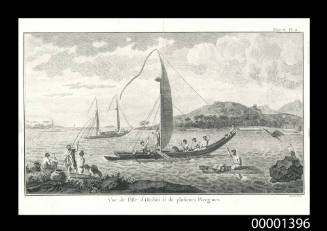 Vue de l'Isle d'Otahiti et de Plusieurs Pirogues