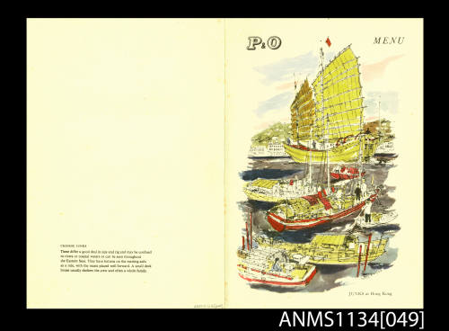 P&O CANBERRA dinner menu