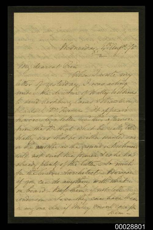 Letter from Dr John Coverdale to his son Percy