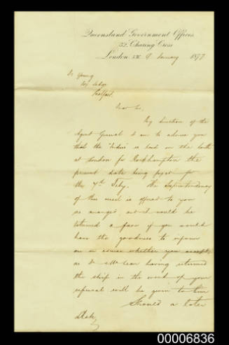 Request for service of Dr Young as surgeon onboard INDUS