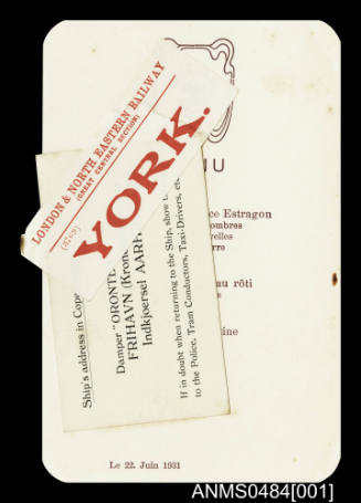 Menu card for 22 June 1931 at Grand Hotel of Oslo