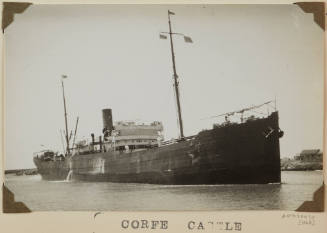CORFE CASTLE depicting bow and starboard side of cargo ship