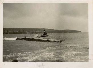 The Dutch submarine KXII aground on the rocks at Fairlight
