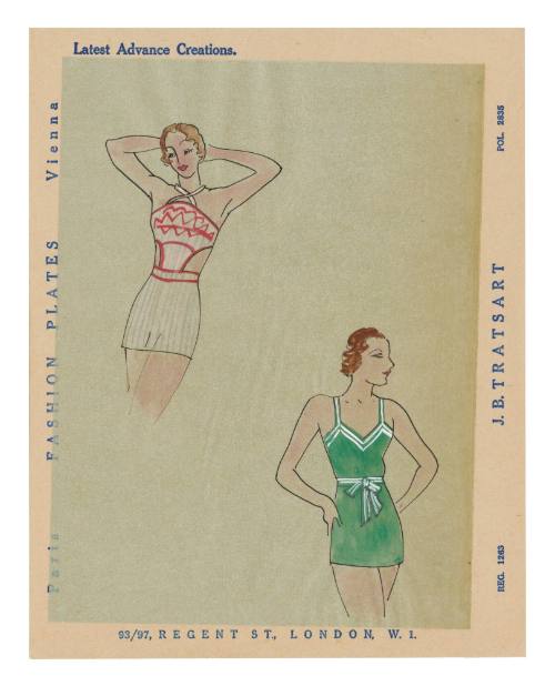 Hand drawn coloured design for female swimsuits