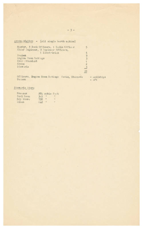 McIlwraith McEacharn Limited - Specifications for MV WATAMURRA