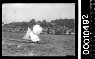 18-footer HASTINGS sailing past Nielsen Park headland, Sydney Harbour