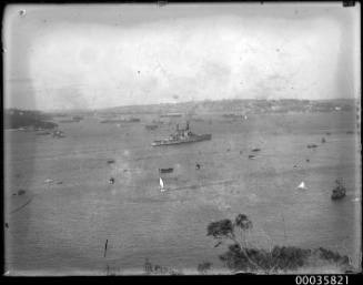 USS CALIFORNIA entering Sydney Harbour off Nielson Park.