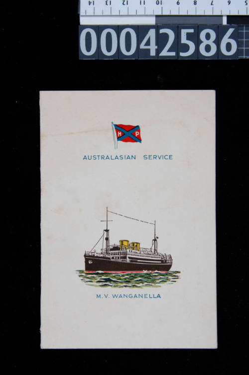 Australasian Service, M V WANGANELLA, dinner menu
