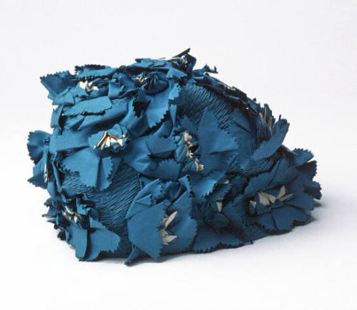 Women's blue rubber swimming cap