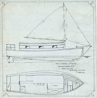 Sail and arrangement plan of a 35 ft auxiliary launch