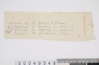 Handwritten note relating to MV EDWARD F JOHNSON
